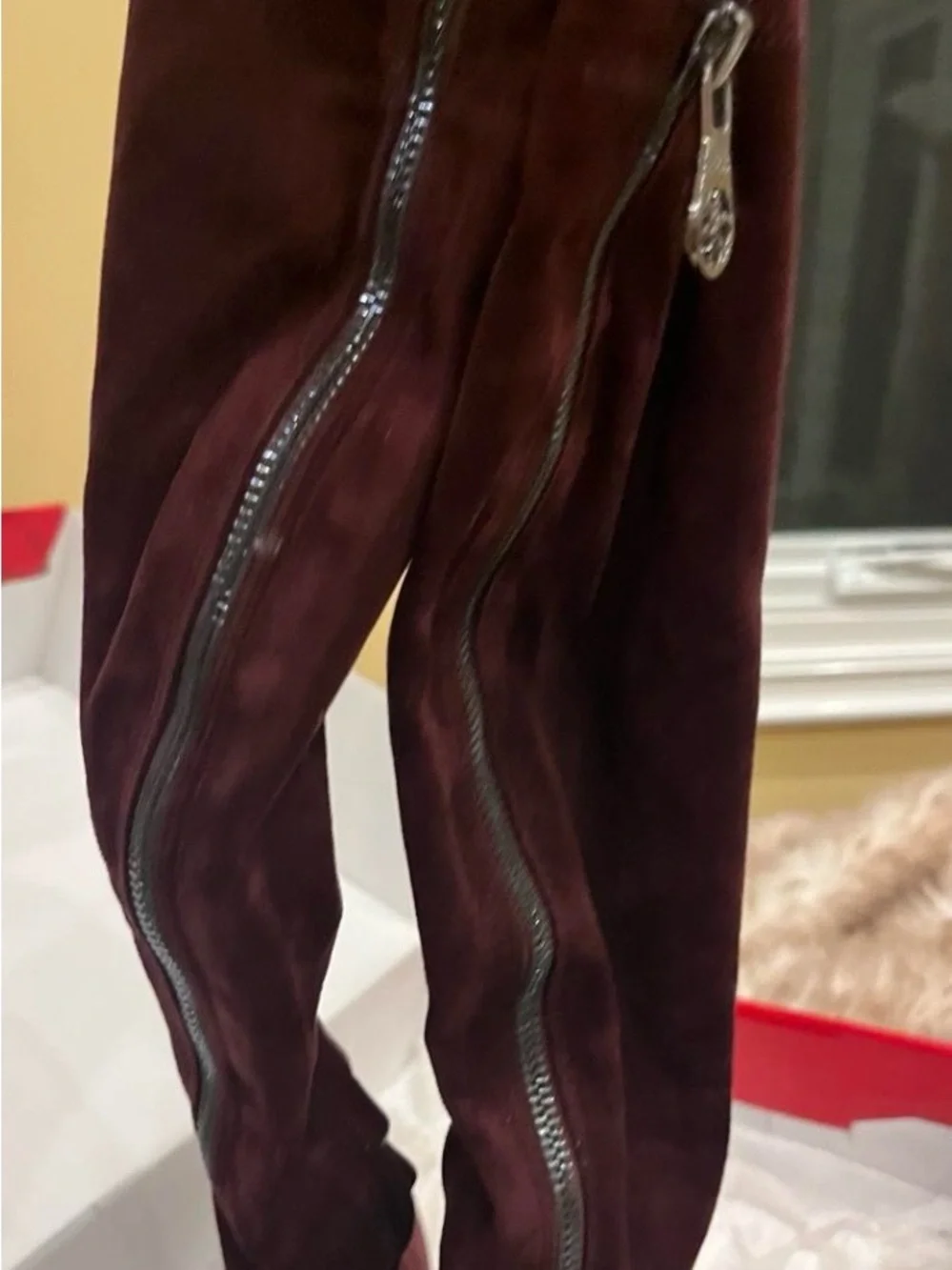 Guess Over-the-Knee Suede Boots in Dark Burgundy